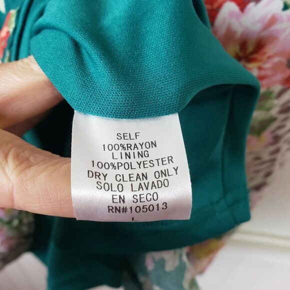 Andree by unit v-neck Teal pink floral dress tunic top size large - Picture 2 of 11